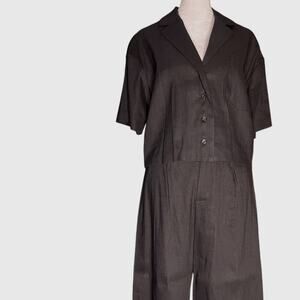 NWT Gianni Bini Designer 2 Piece Black Linen Wide Leg Pant Suit Size XS